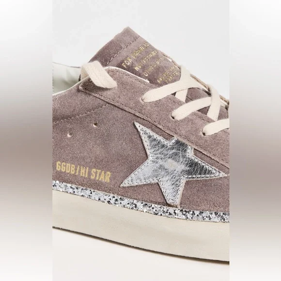 Golden Goose Hi Star Suede Upper Laminated Star Leather Heel Glitter Sneakers - Picture 4 of 10